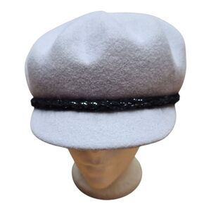 Galliano Sorbatti Wool Cap Grey Black Band Newsboy Women's